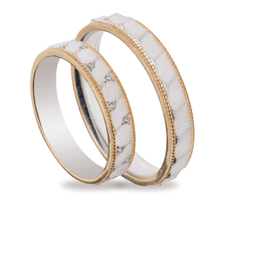 Βέρες Σετ Χρυσές Λευκόχρυσες Σκαλιστές με Ζιργκόν MASCHIO FEMMINA TMF-70 - themelidisjewels